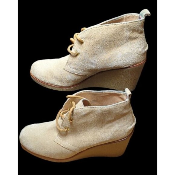 Sperry Womens Tan sz 7M Harlow Wedge Ankle Boot Winter Top Sider Suede Lace Up - Picture 4 of 12